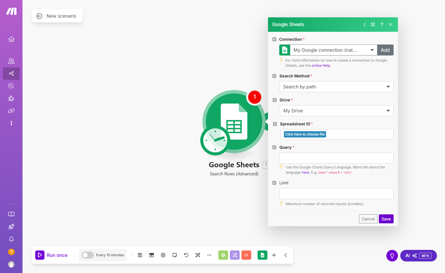 Click on Add and connect to your Google account.