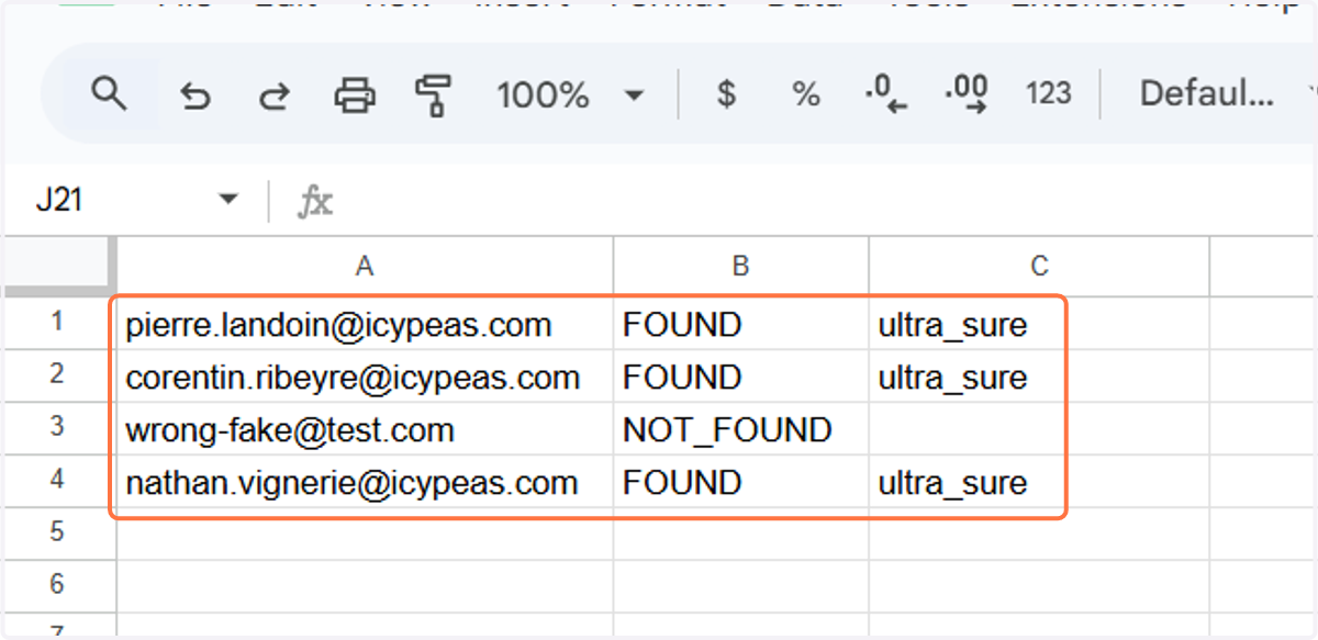 Go back to your Google Sheet document, the result will be displayed.