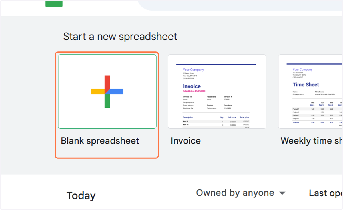 If you don’t have an existing Google Sheet, create a new one.