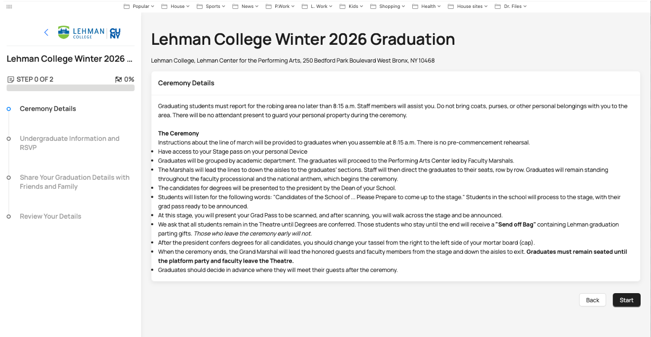 Commencement Registration Page