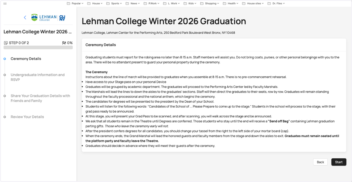 Commencement Registration Page