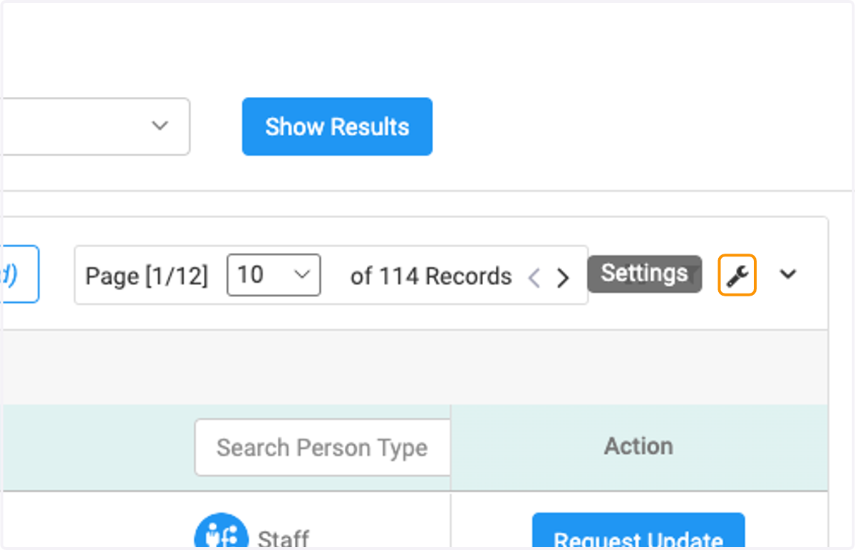 Click on the wrench icon to access the Settings