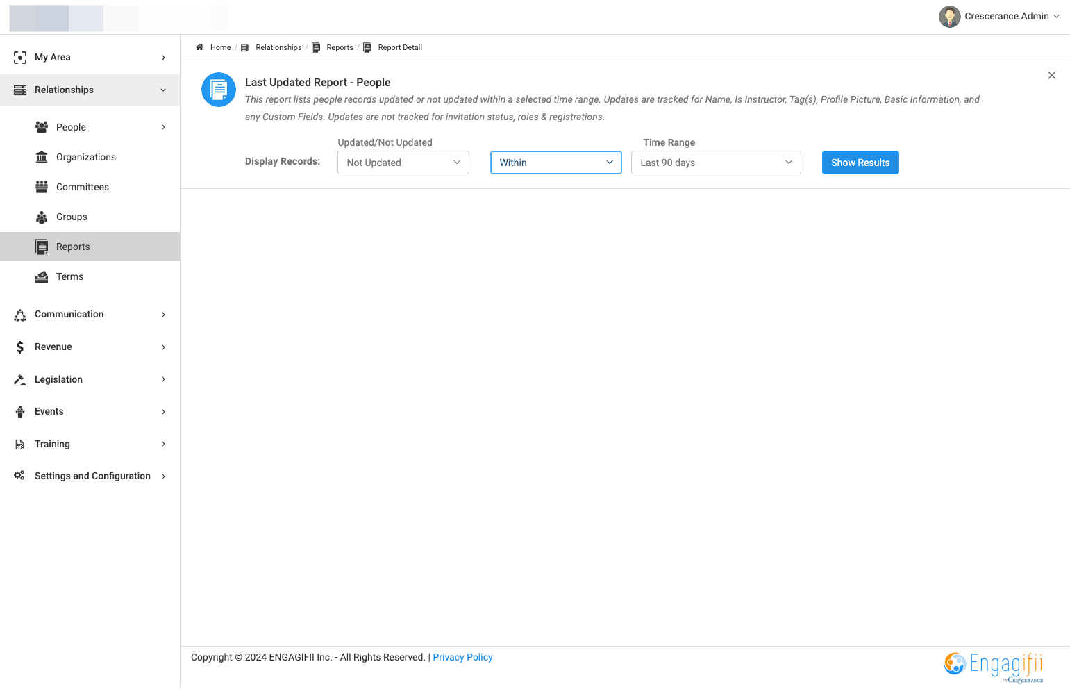 Click on Show Results when finished making selections