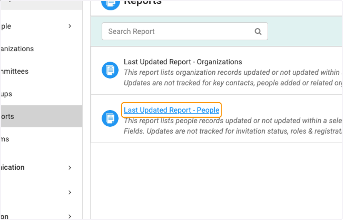 Let's look at the Last Updated Report - People
