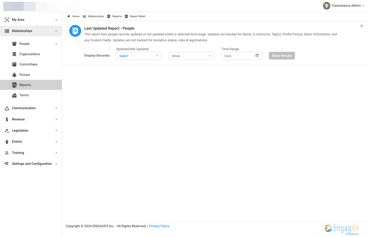 Click on Select to begin creating your report criteria