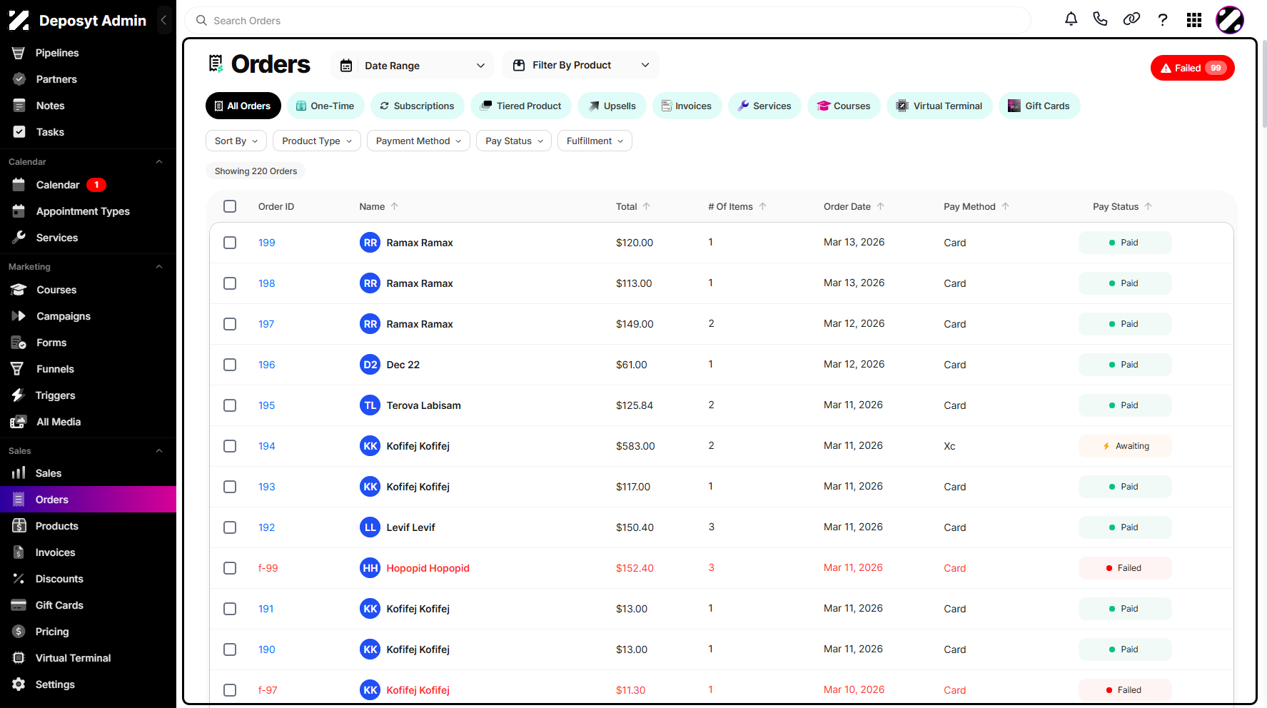 Step 2: You will then be navigated to the Orders tab.