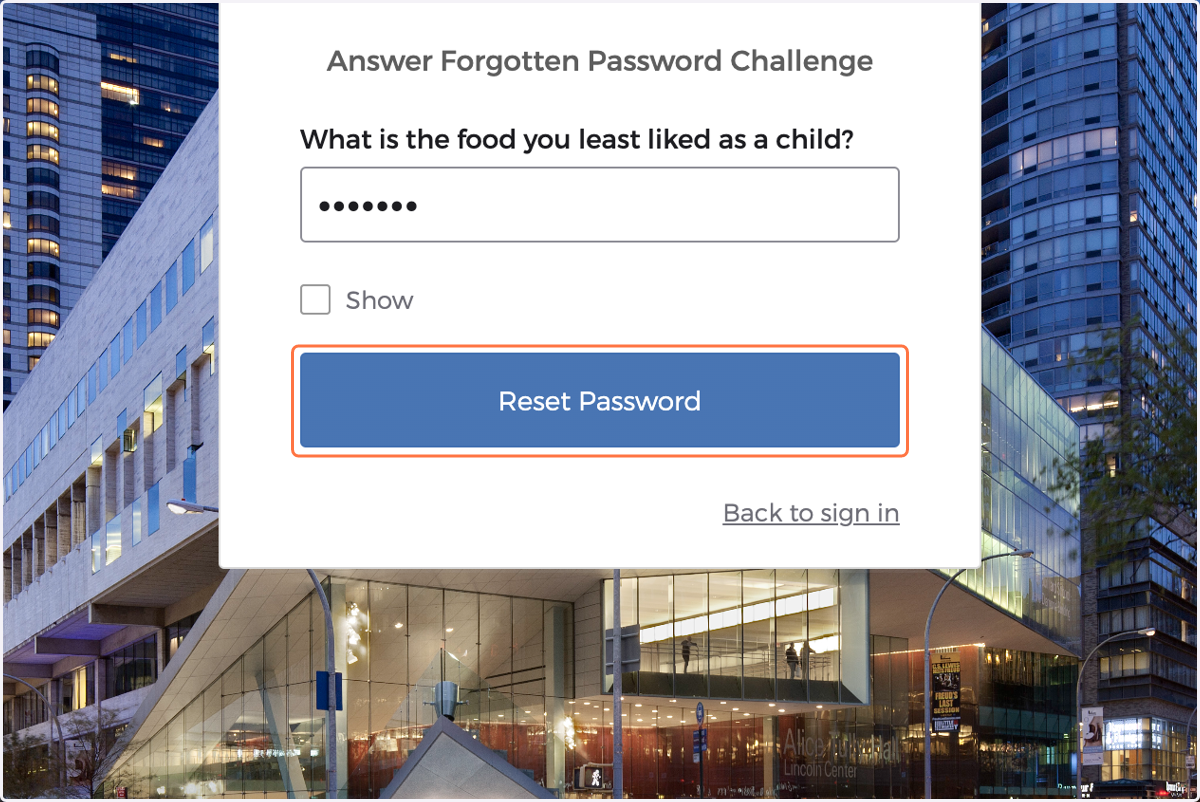 Click on Reset Password