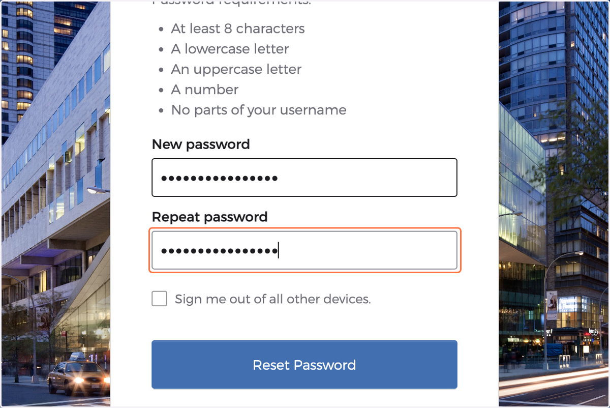 Retype new password