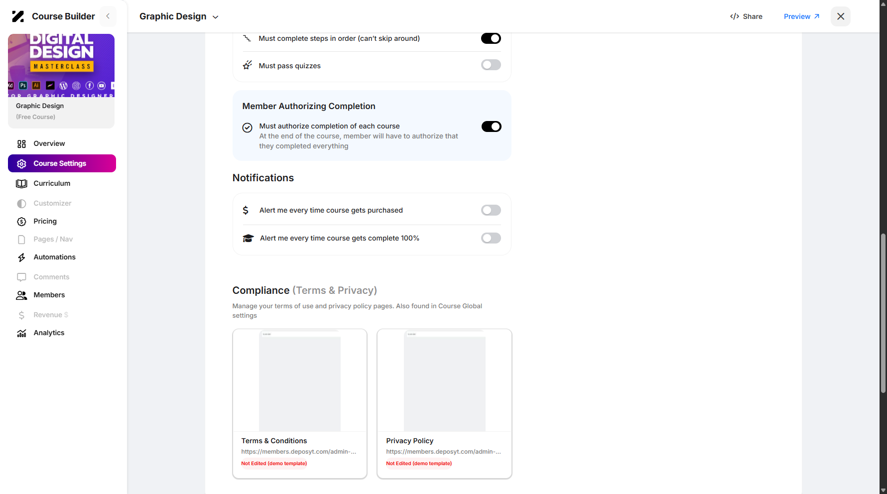 Step 10: If you want to receive notifications, toggle the switch on or off in this section.