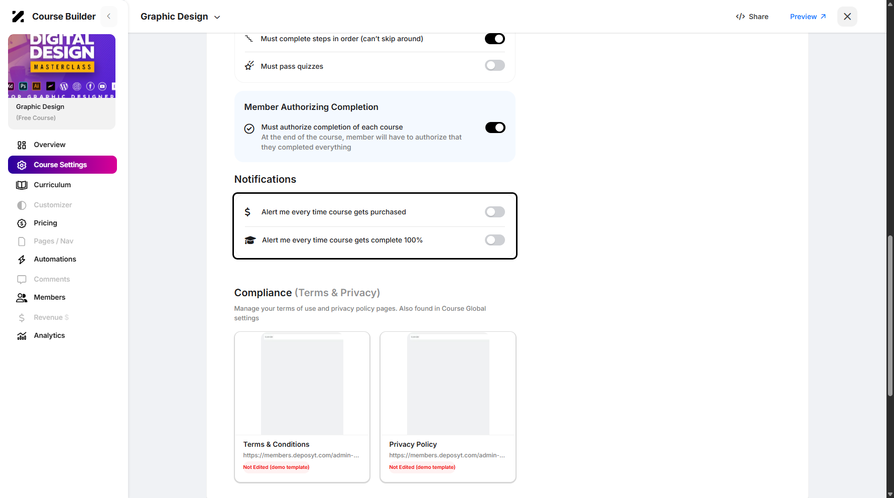 Step 10: If you want to receive notifications, toggle the switch on or off in this section.
