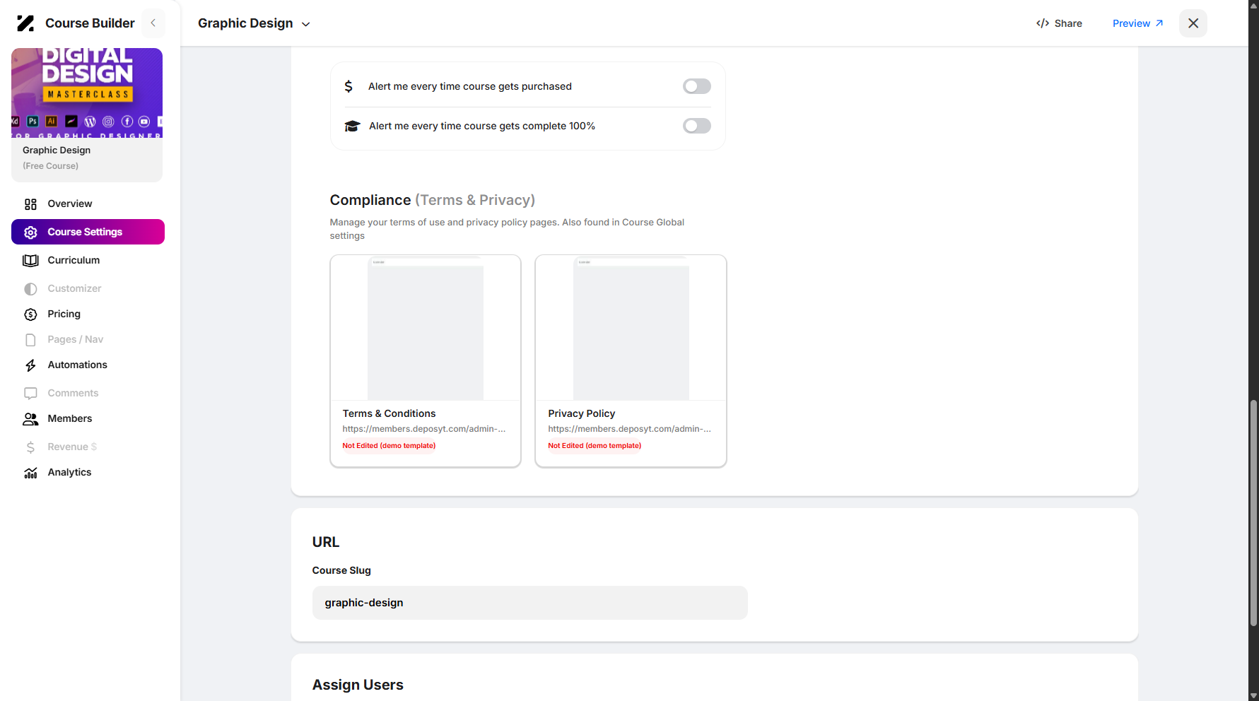 Step 11: You can also set up your course compliance here.