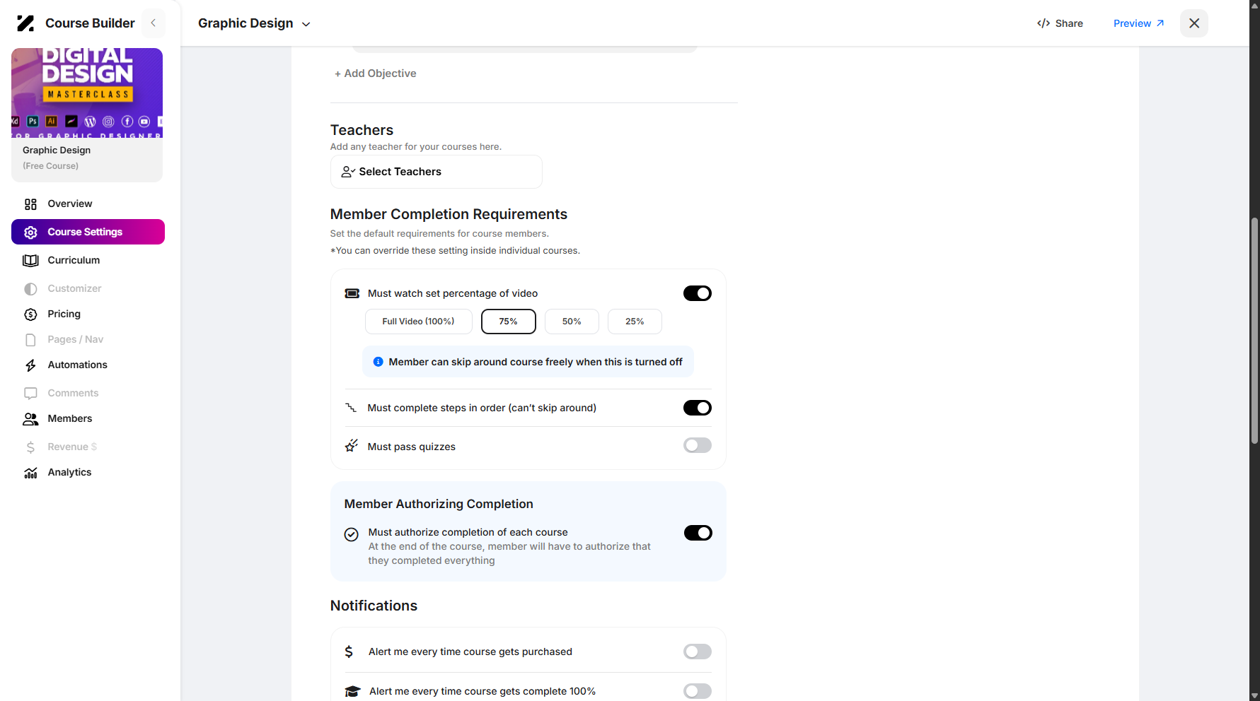 Step 9: You can manage your members’ completion requirements from here.