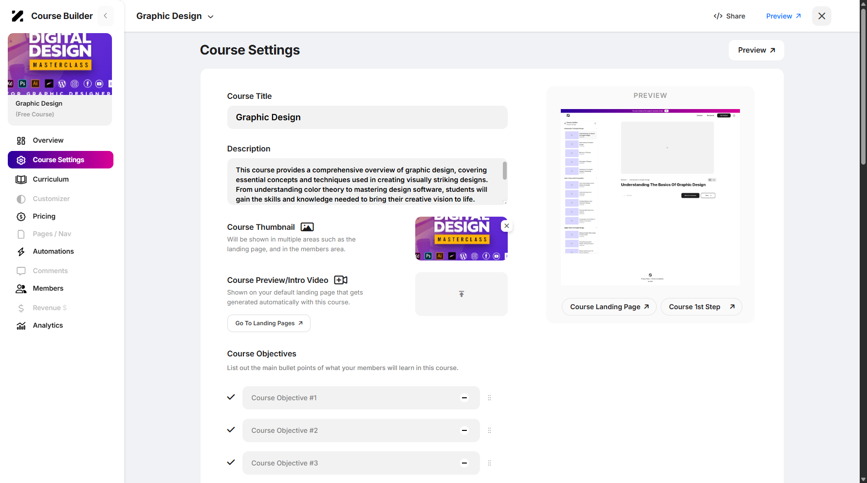 Managing Course Settings