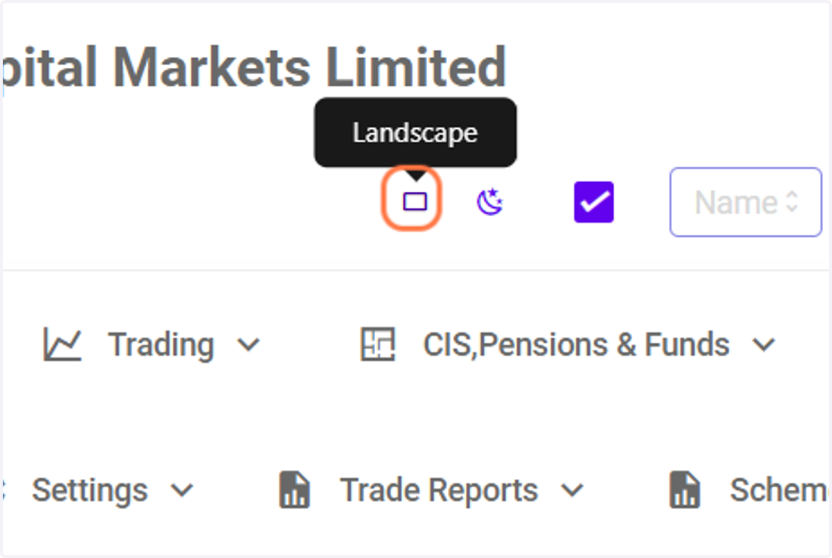 Landscape page orientation