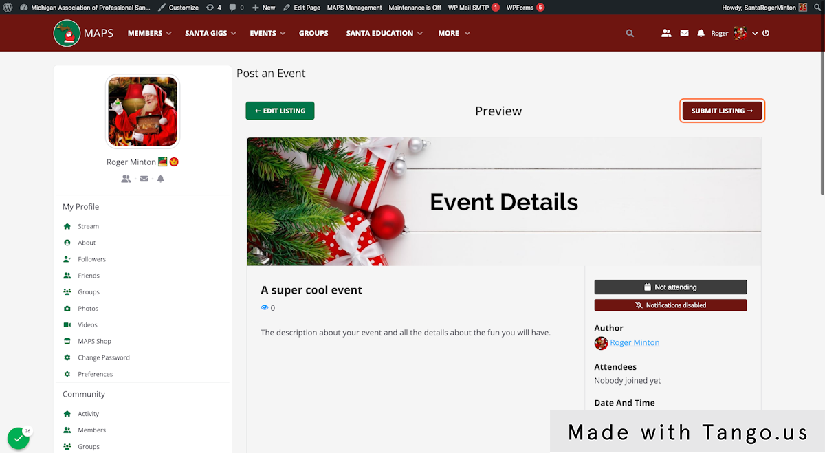 On the Preview Page - Submit or Edit your event