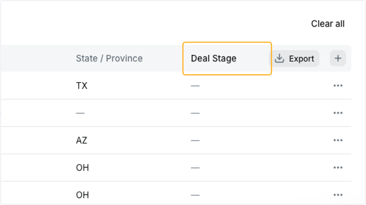 The column for Deal Stage will be added to your list of Contacts