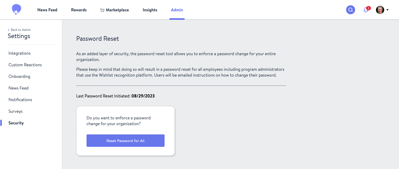 Global Password Reset – Wishlist