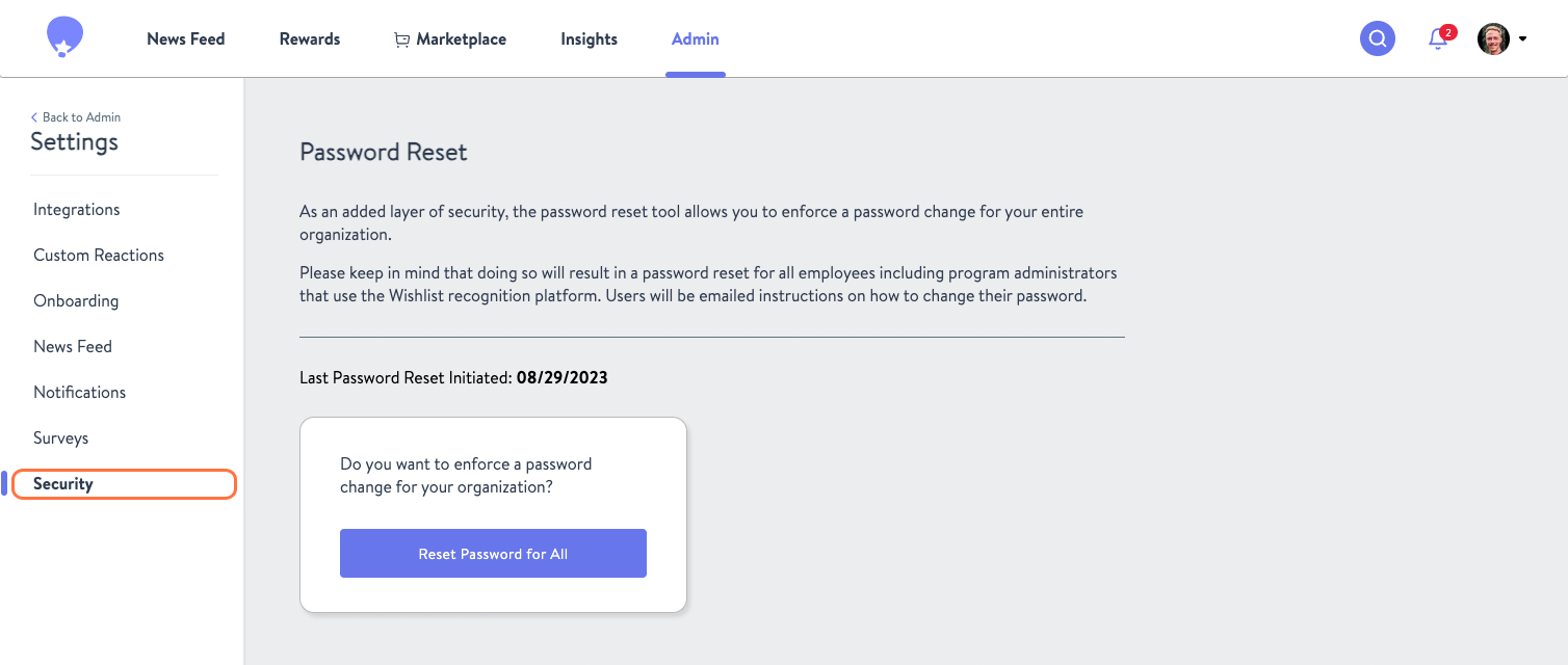 Click on Do you want to enforce a password change for your organization?…