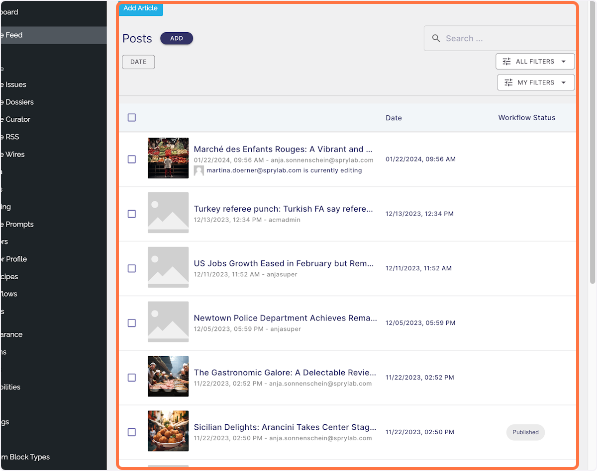 In the overview, you will now be able to see the new post overview UI for your articles