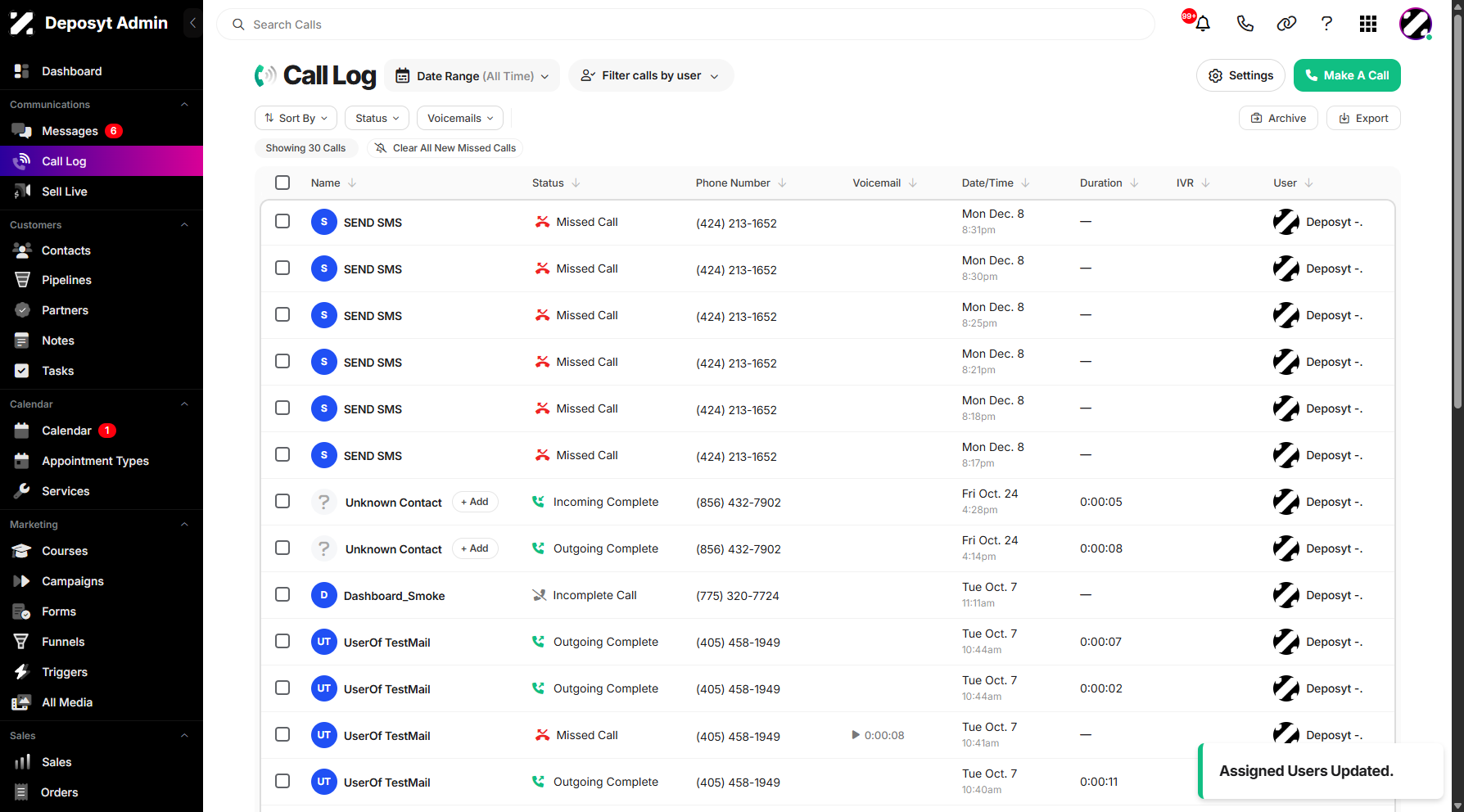 Step 11: This feature allows you to assign the selected call history entries to multiple team members at once, improving collaboration and making workload distribution more efficient.