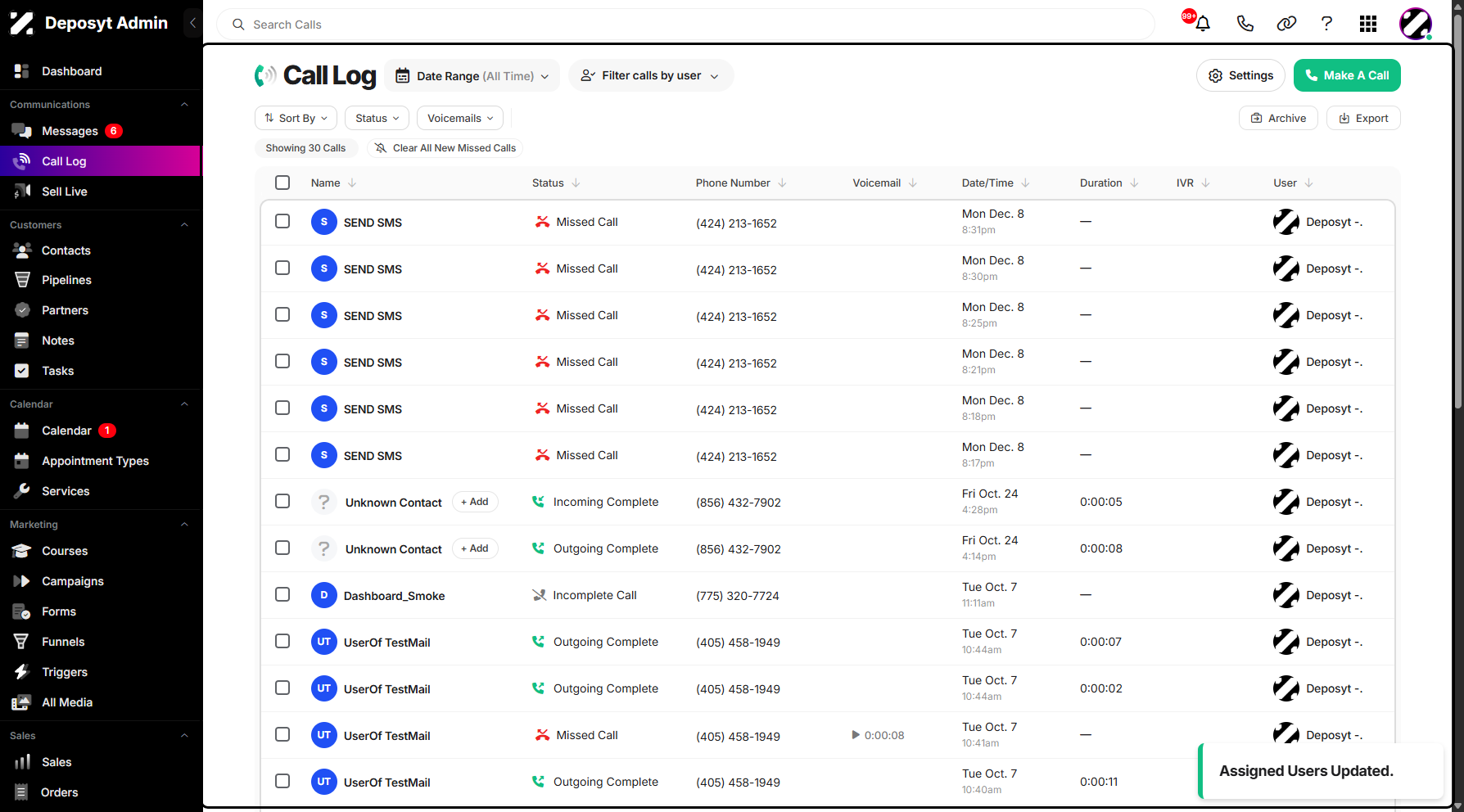 Step 11: This feature allows you to assign the selected call history entries to multiple team members at once, improving collaboration and making workload distribution more efficient.