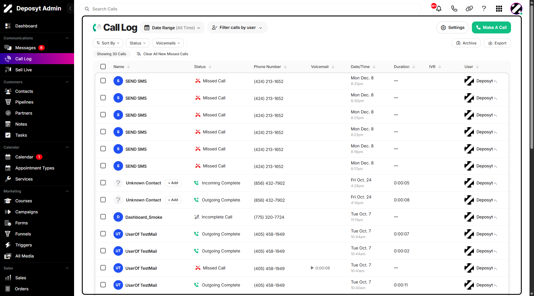 Step 2: You will be navigated to the Call Log.