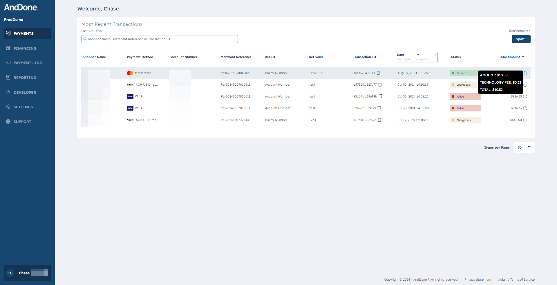 Helpful tip: You may also hover over the i to see a breakdown of the amount. 