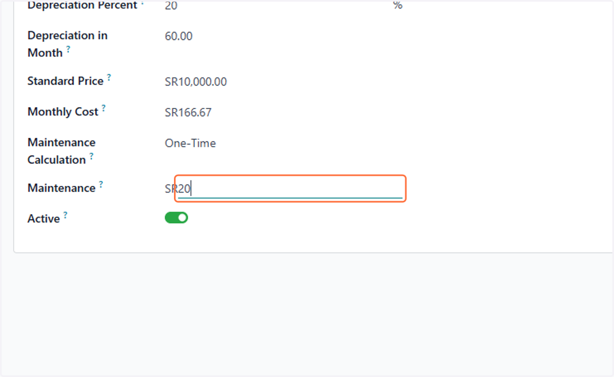 Type the asset maintenance if any