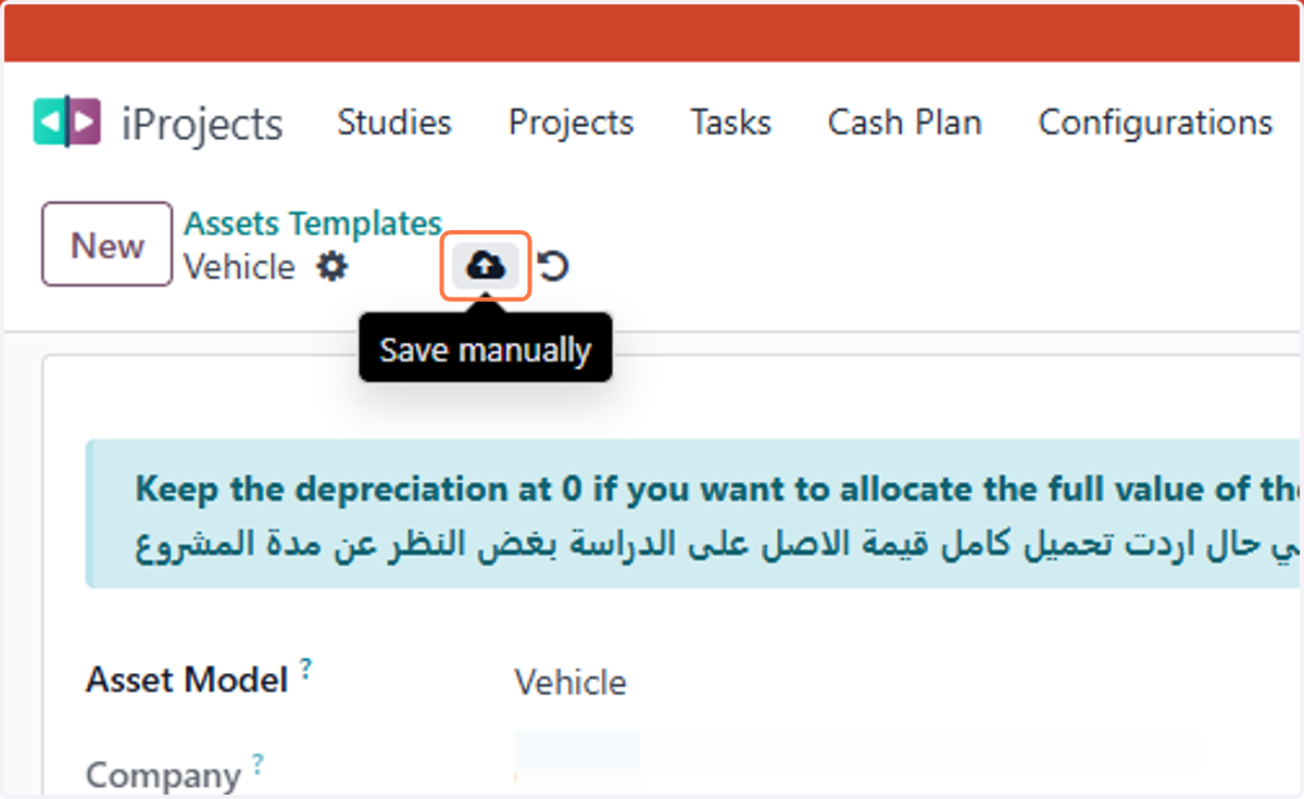Click on Save manually