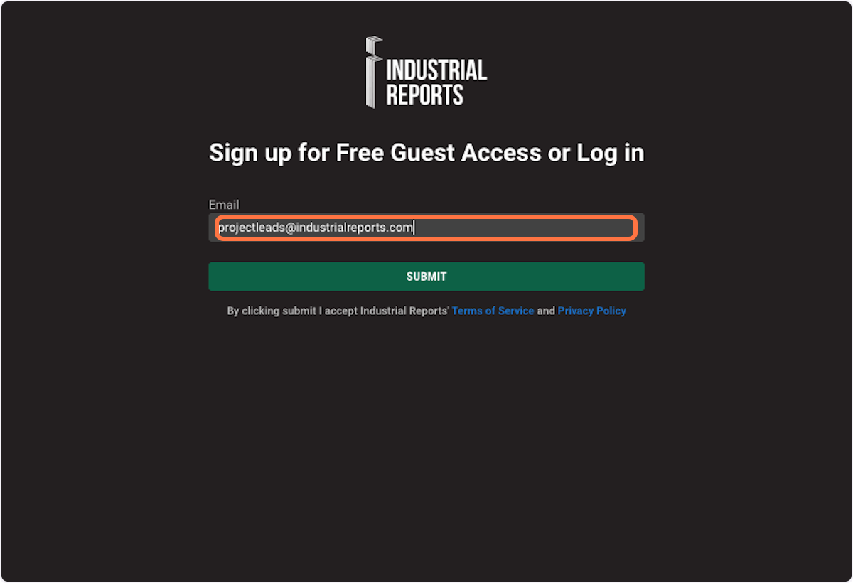 Enter your email address to sign up for Free Guest Access or Log in and click SUBMIT