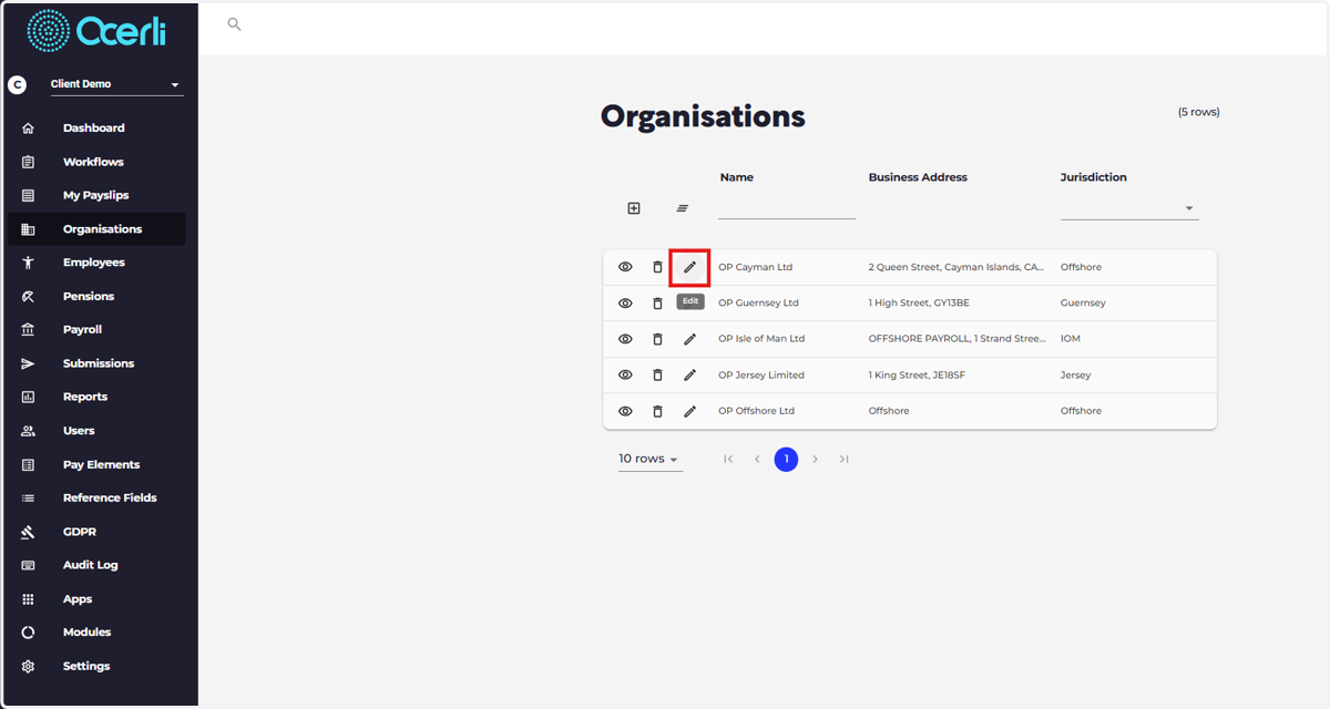 In-line edit - useful for quick edits to on-screen fields.