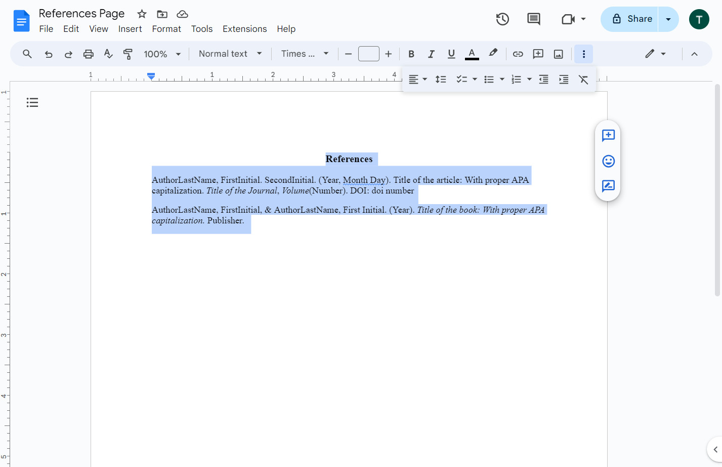 Highlight the whole page.