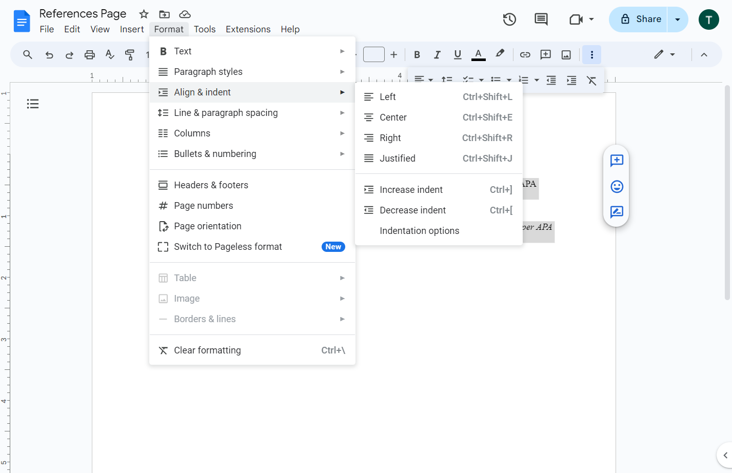 Click on Align & indent…