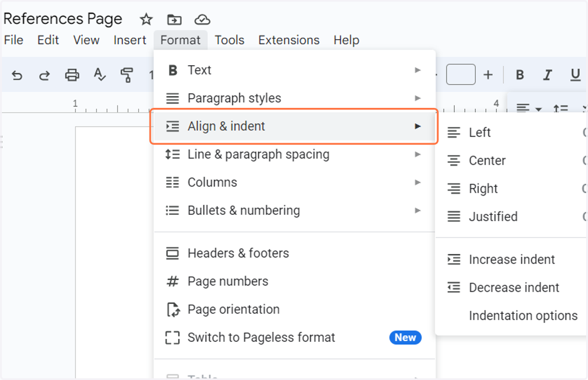 Click on Align & indent…