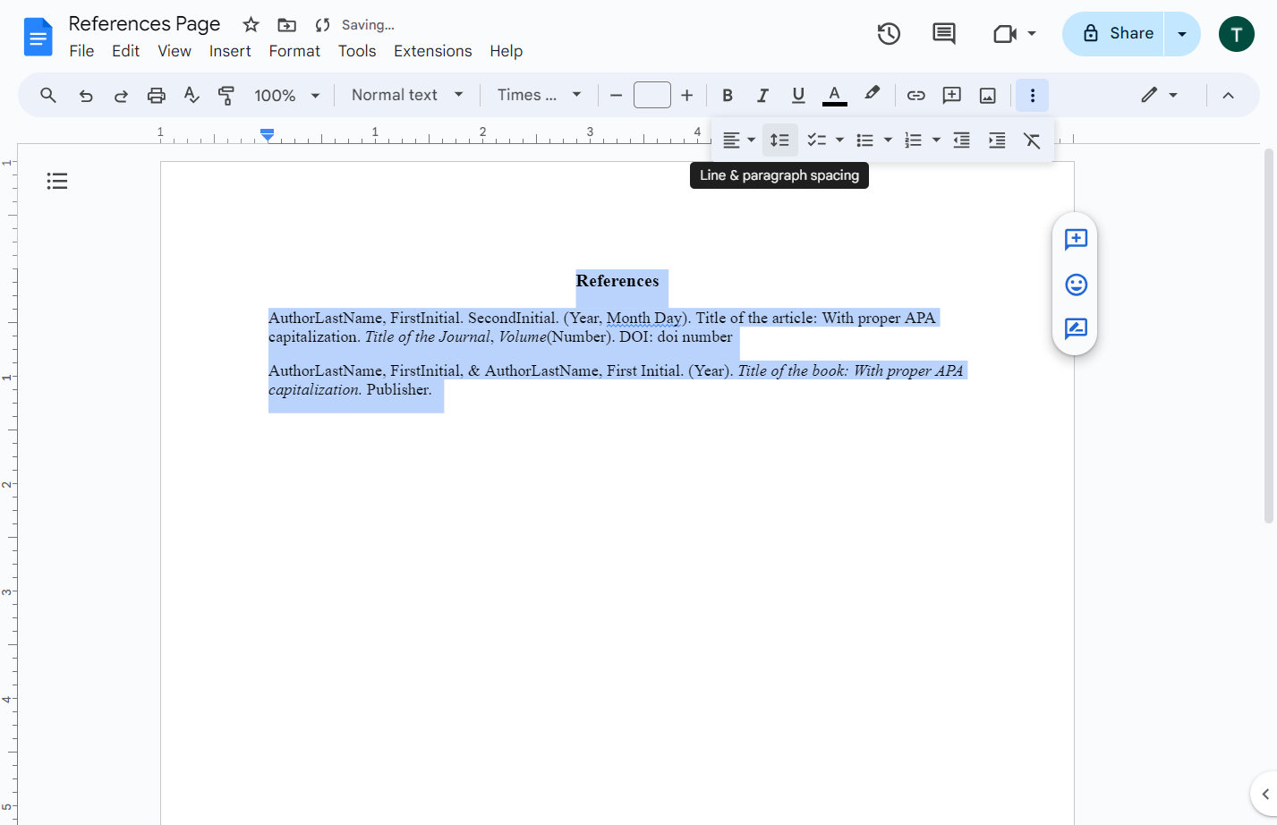 Click on Line & paragraph spacing