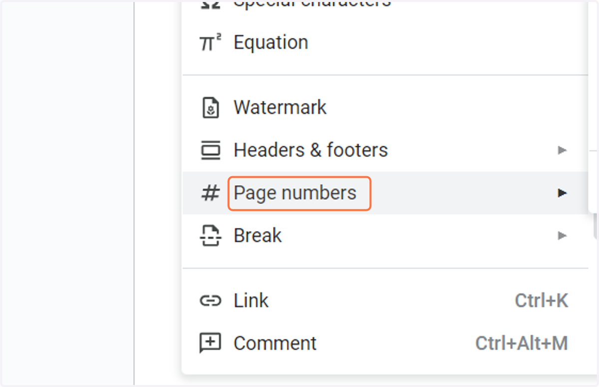 Click on Page numbers