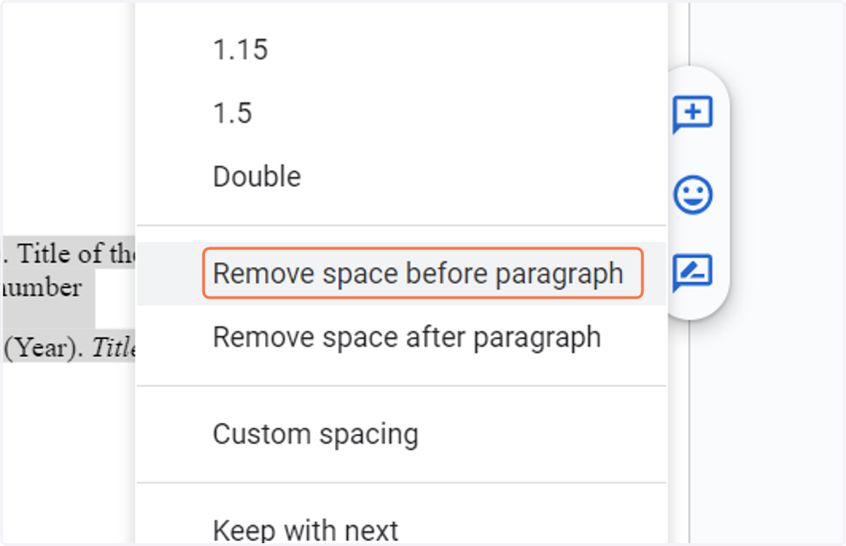 Click on Remove space before paragraph
