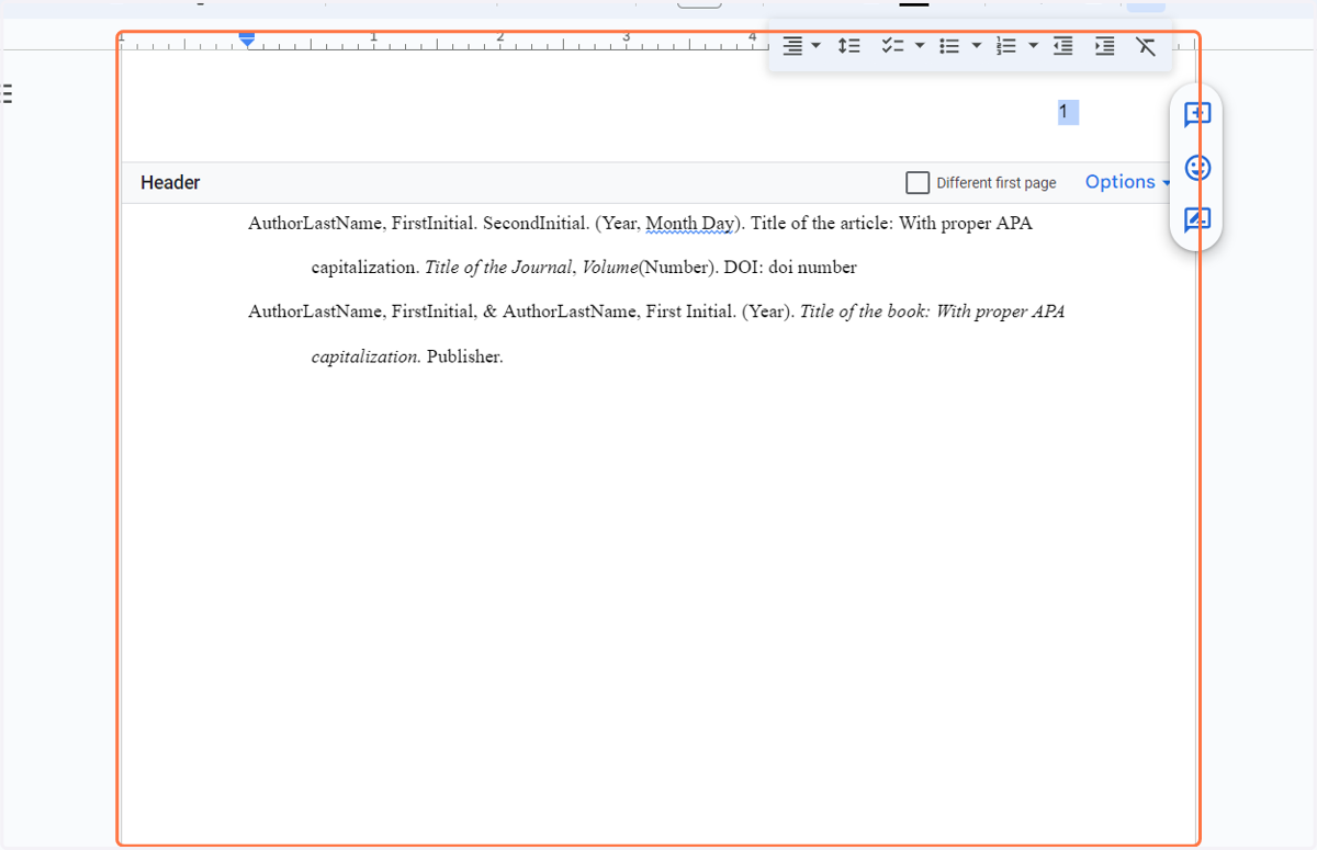 Highlight the page number in the Header.