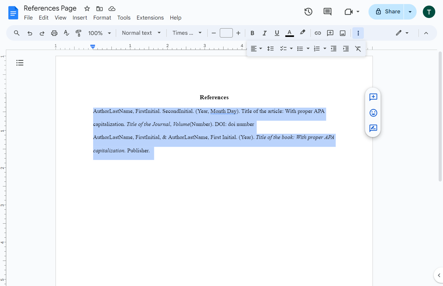 Highlight just the citations.