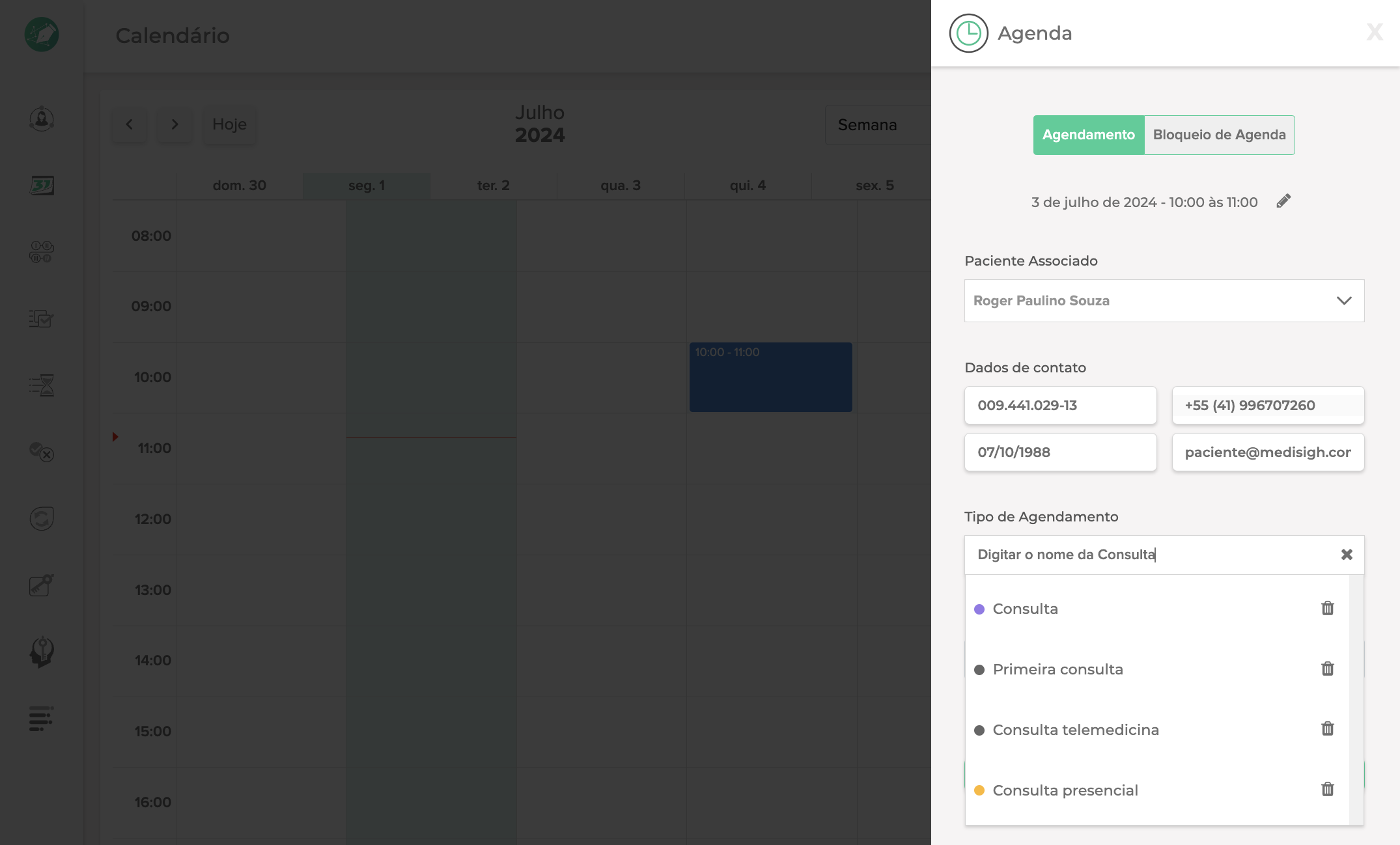 Digitar o nome da Consulta