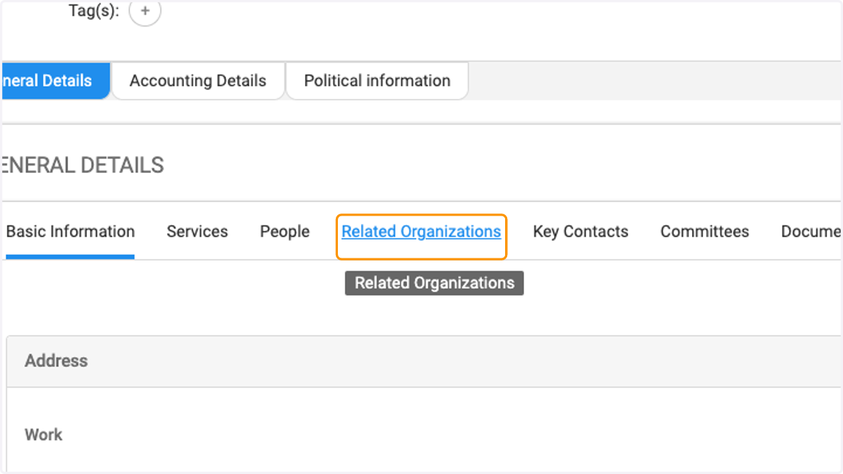 Click on Related Organizations