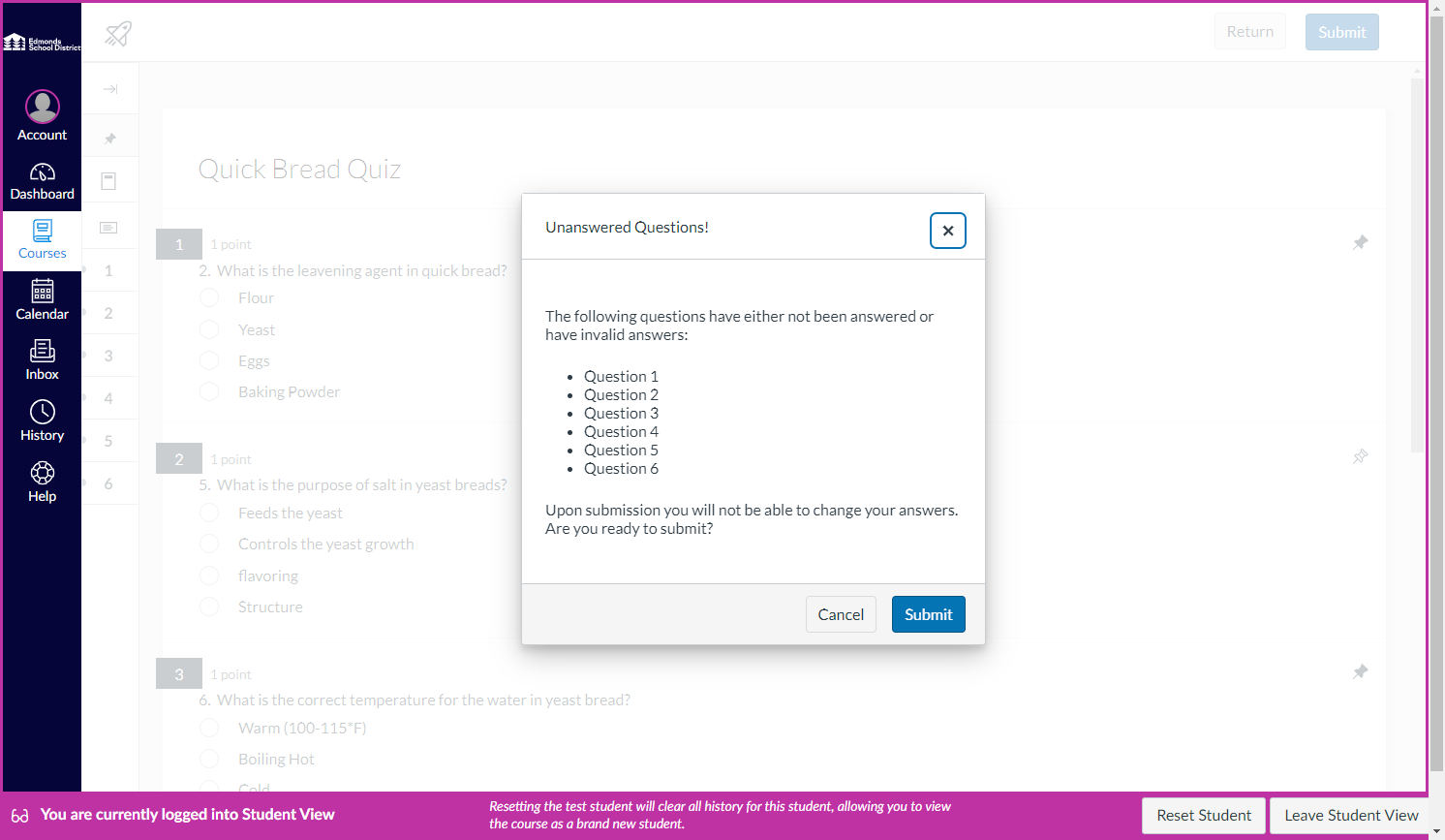 Confirm submission window