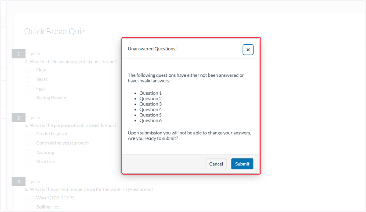 Confirm submission window