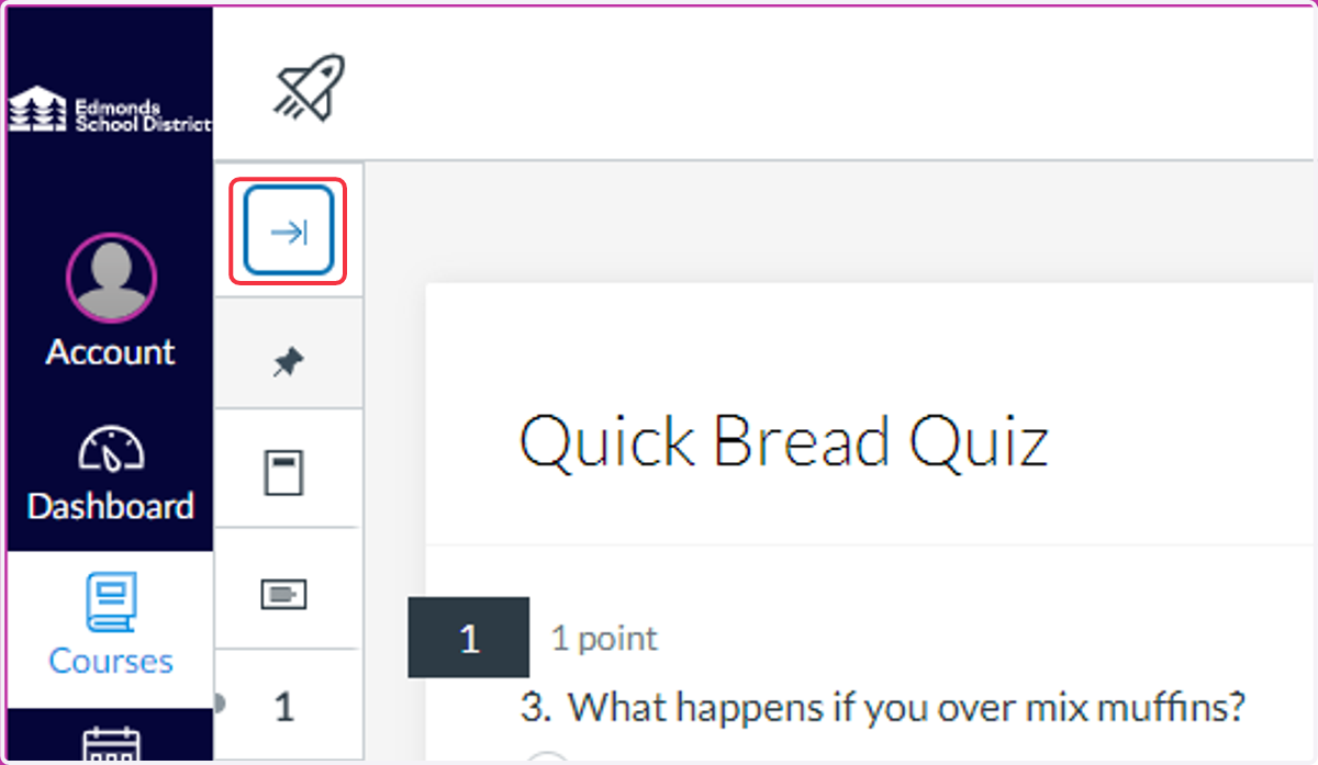 Arrow Icon for Question Navigation Menu