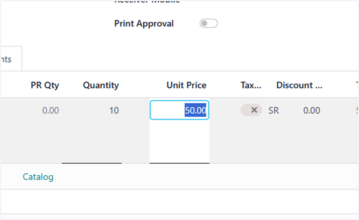 type the price
