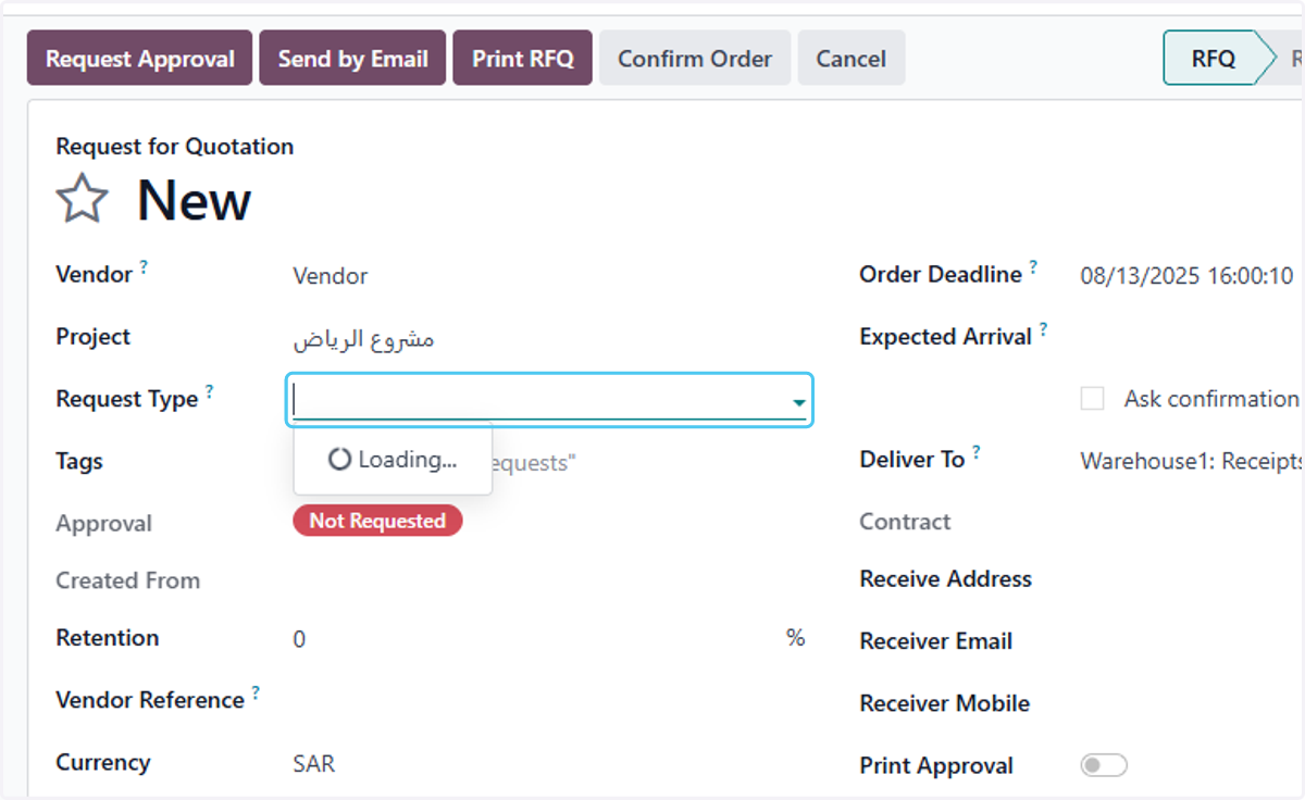 Click on Request Type?