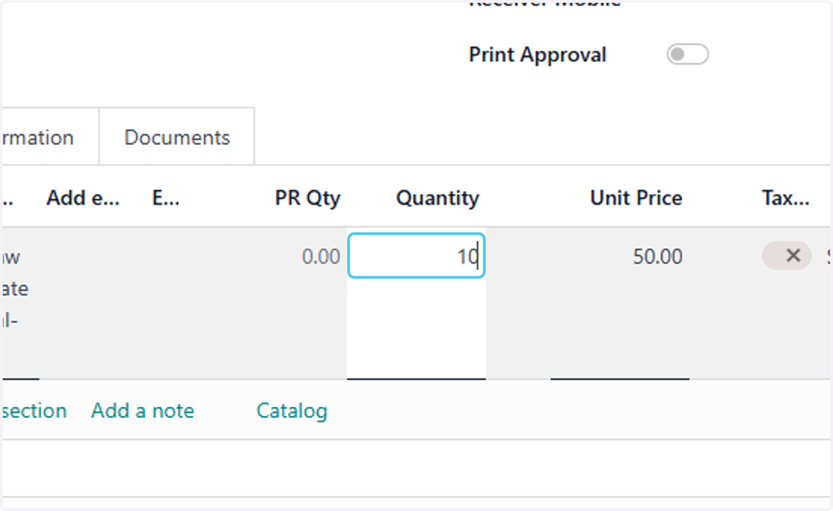 Type the quantity