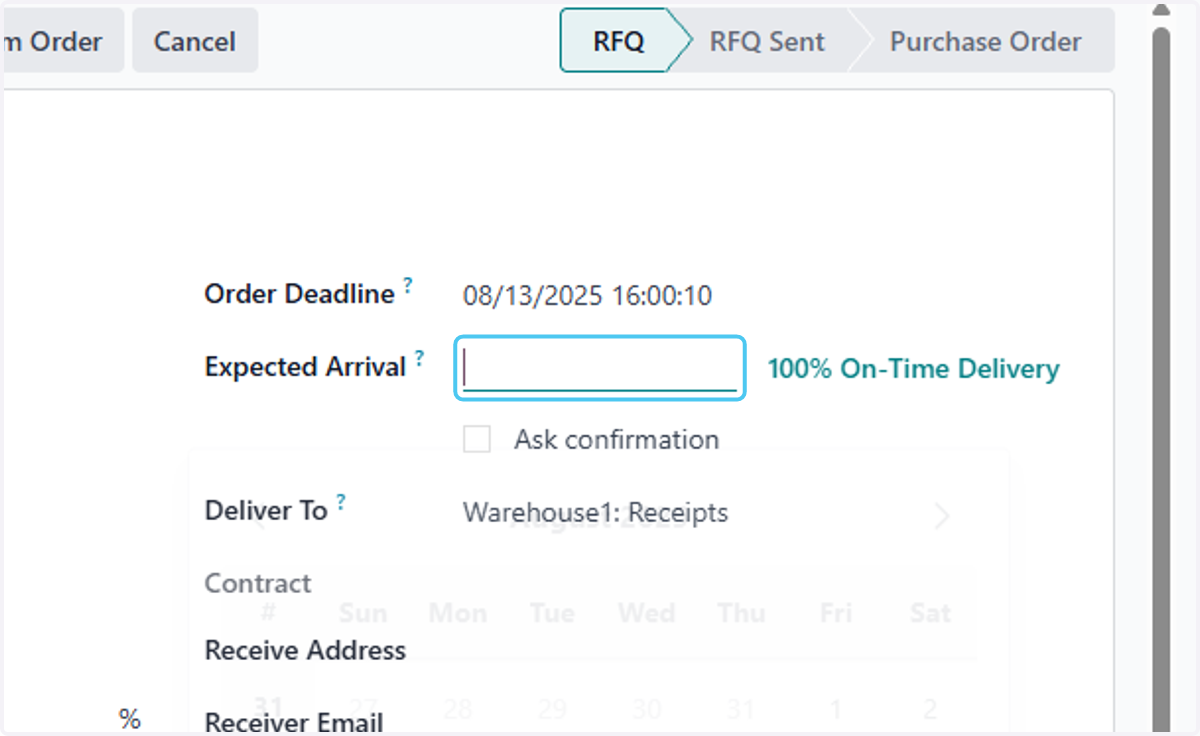 Click on Expected Arrival?