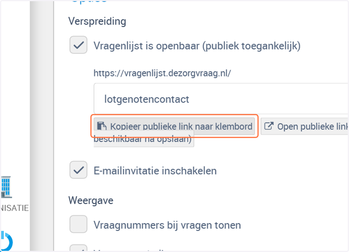 Wil je hem verspreiden via een link klik dan op kopieer publieke link naar klembord. De link staat nu op je klembord en je kunt hem verspreiden