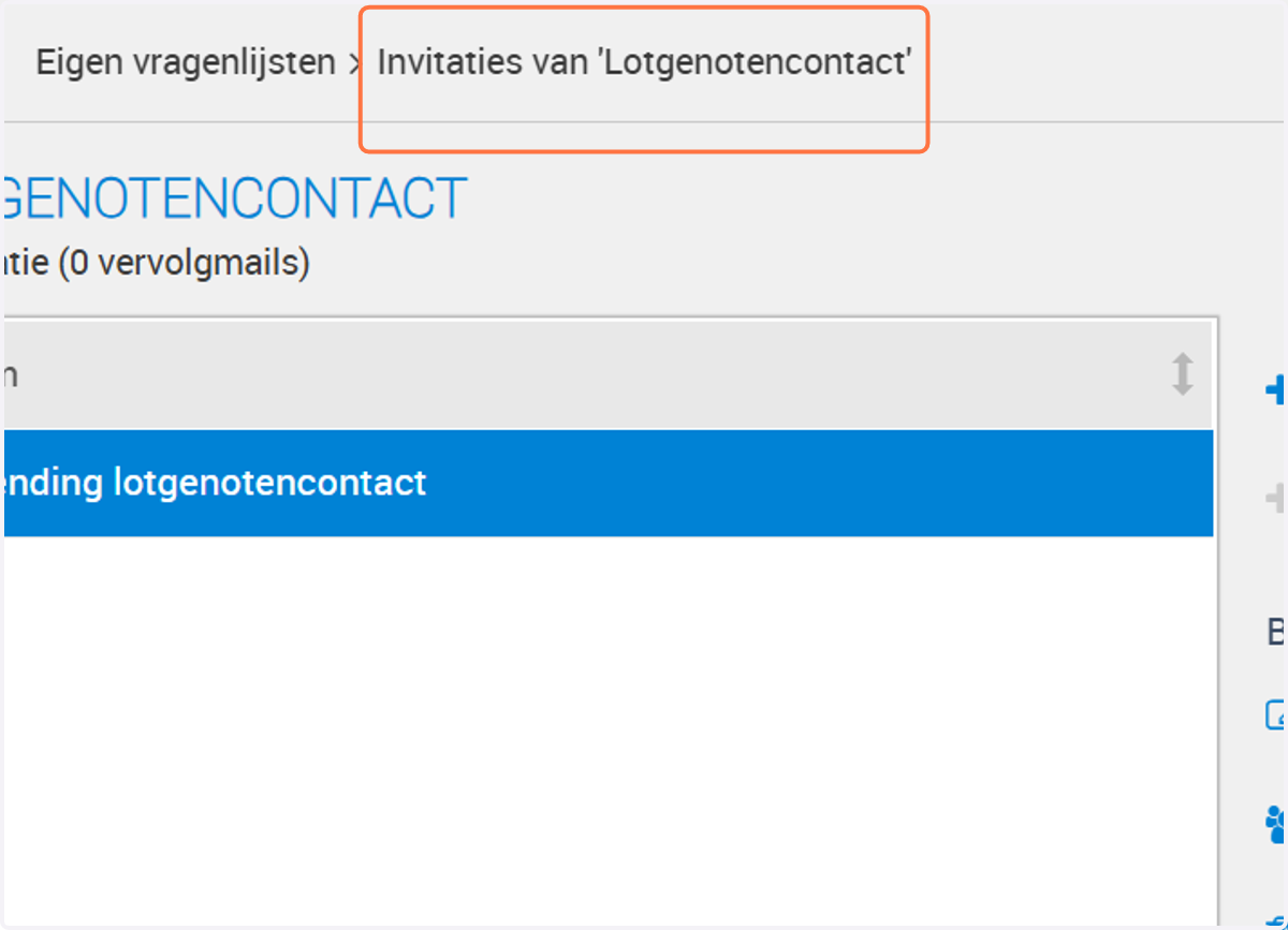 Klik bovenin je scherm op Invitaties van 'Lotgenotencontact'